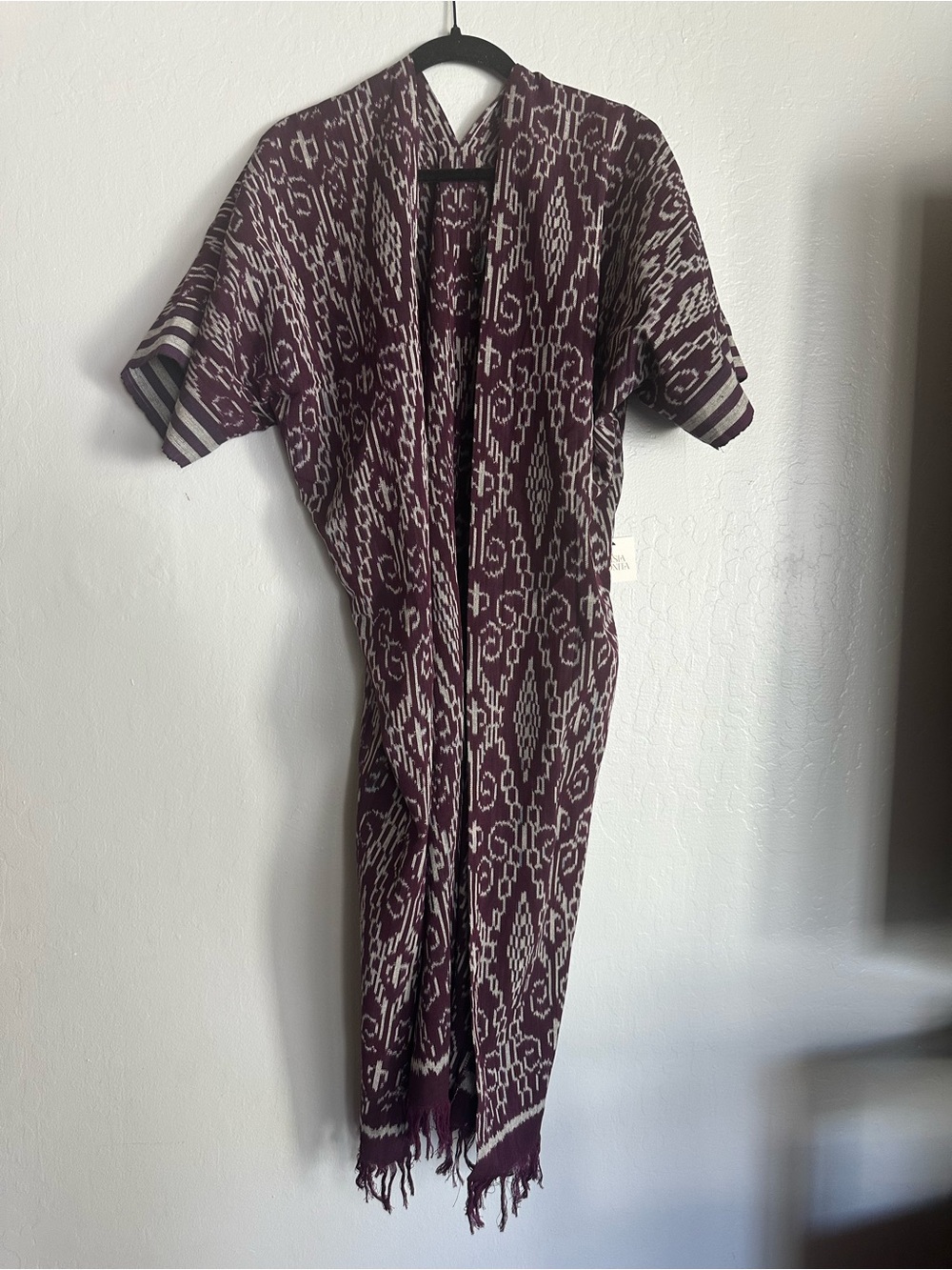 Women's Patterned Kimono Robe in Deep Plum
